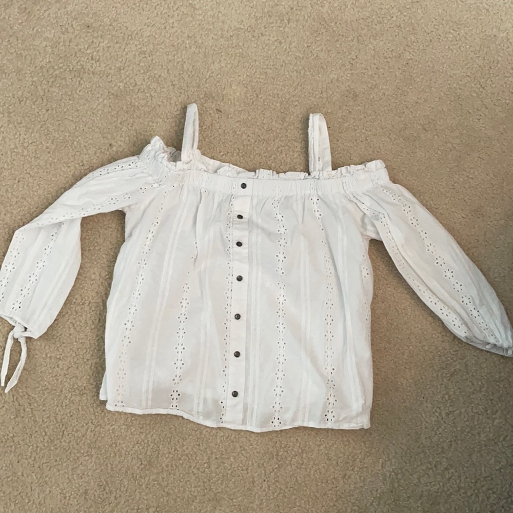 White over the shoulder shirt